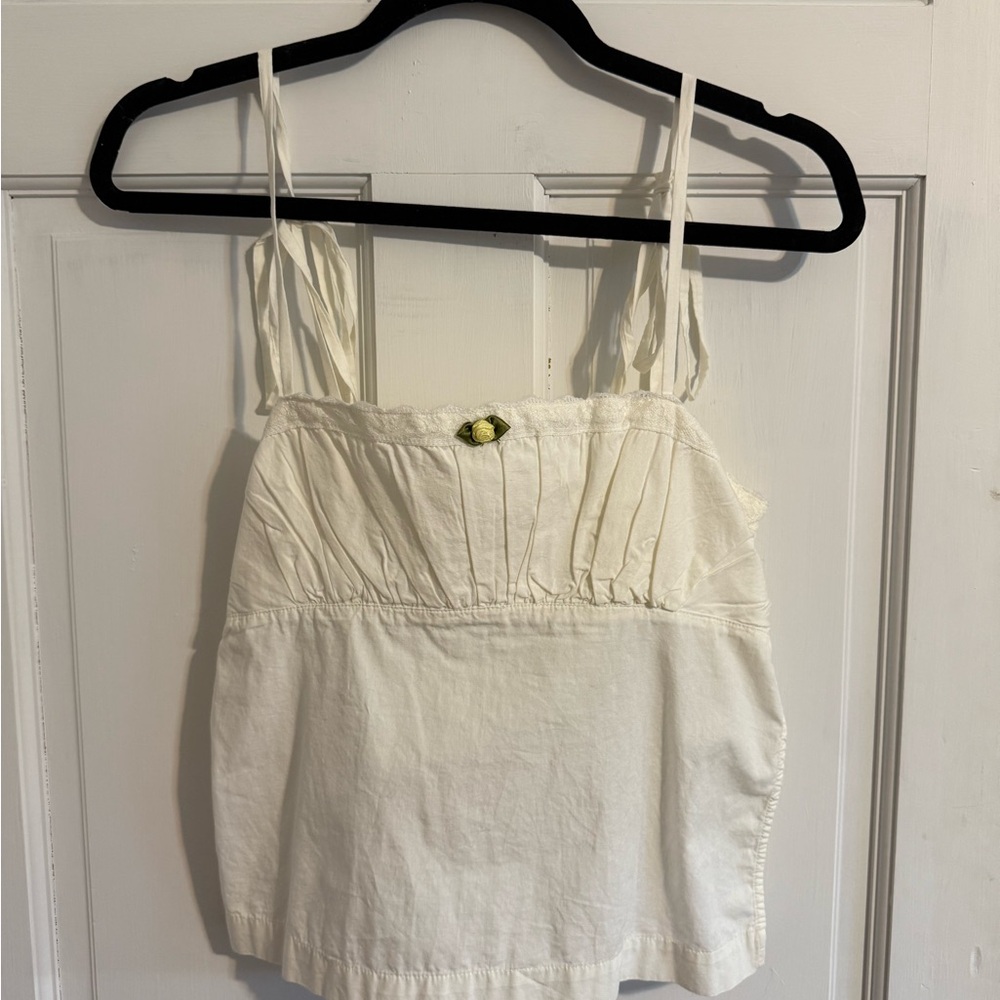 Urban Outfitters Cream Sleeveless Smocked Camisole